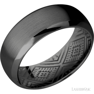 8 mm wide Domed Bevel Zirconium band.