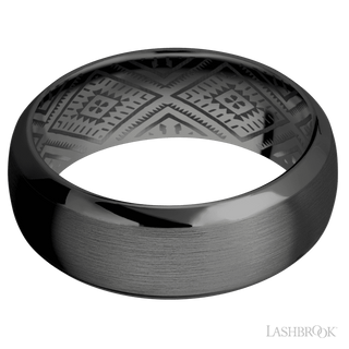 8 mm wide Domed Bevel Zirconium band.