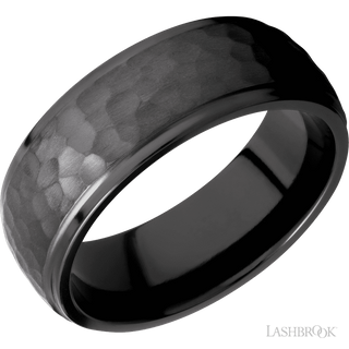 8 mm wide Domed Stepped Down Edges Zirconium band.