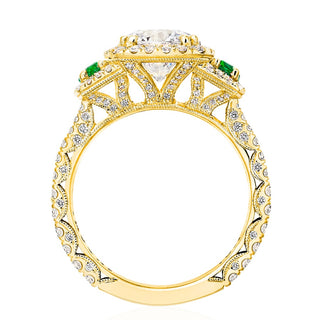 Round with Cushion 3-Stone Engagement Ring