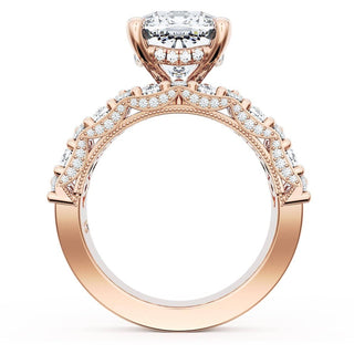 Cushion Solitaire Engagement Ring w/ North South Marquise & Pear Band