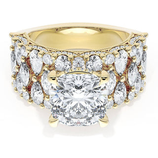 Cushion Solitaire Engagement Ring w/ North South Marquise & Pear Band