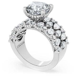 Cushion Solitaire Engagement Ring w/ North South Marquise & Pear Band