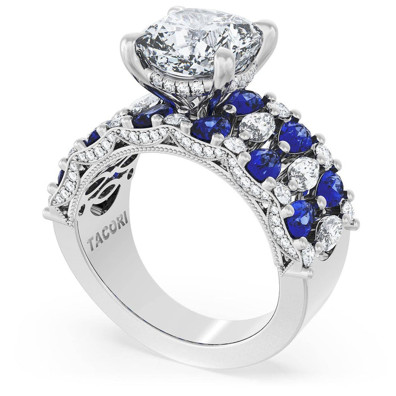 Cushion Solitaire Engagement Ring w/ North South Marquise & Pear Band