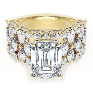 Emerald Solitaire Engagement Ring w/ North South Marquise & Pear Band