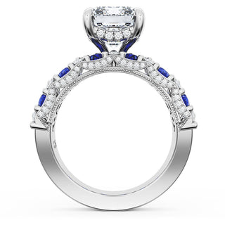 Emerald Solitaire Engagement Ring w/ North South Marquise & Pear Band