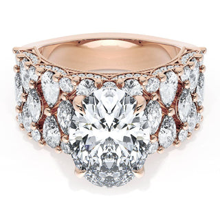 Oval Solitaire Engagement Ring w/ North South Marquise & Pear Band