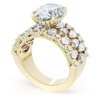 Oval Solitaire Engagement Ring w/ North South Marquise & Pear Band