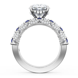 Oval Solitaire Engagement Ring w/ North South Marquise & Pear Band