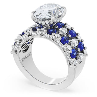 Oval Solitaire Engagement Ring w/ North South Marquise & Pear Band