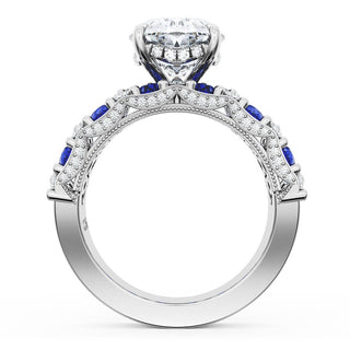 Oval Solitaire Engagement Ring w/ North South Marquise & Pear Band