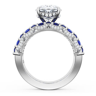 Oval Solitaire Engagement Ring w/ North South Marquise & Pear Band