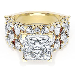 Princess Solitaire Engagement Ring w/ North South Marquise & Pear Band