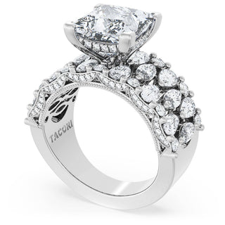 Princess Solitaire Engagement Ring w/ North South Marquise & Pear Band