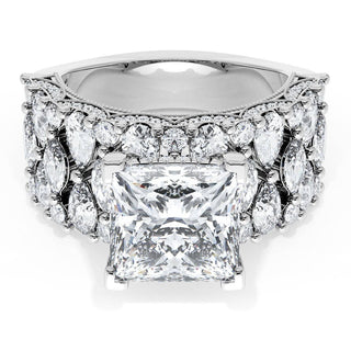 Princess Solitaire Engagement Ring w/ North South Marquise & Pear Band
