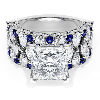 Princess Solitaire Engagement Ring w/ North South Marquise & Pear Band