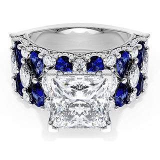 Princess Solitaire Engagement Ring w/ North South Marquise & Pear Band