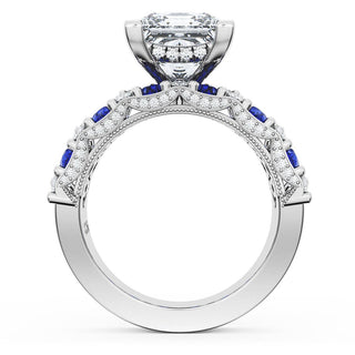Princess Solitaire Engagement Ring w/ North South Marquise & Pear Band