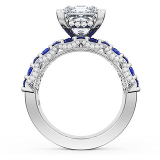 Princess Solitaire Engagement Ring w/ North South Marquise & Pear Band