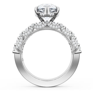 Pear Solitaire Engagement Ring w/ North South Marquise & Pear Band