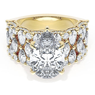 Pear Solitaire Engagement Ring w/ North South Marquise & Pear Band