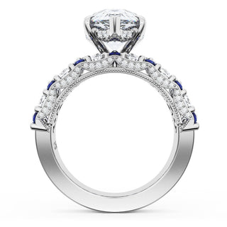 Pear Solitaire Engagement Ring w/ North South Marquise & Pear Band