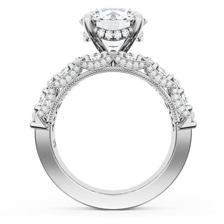 Round Solitaire Engagement Ring w/ North South Marquise & Pear Band