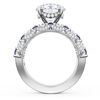 Round Solitaire Engagement Ring w/ North South Marquise & Pear Band