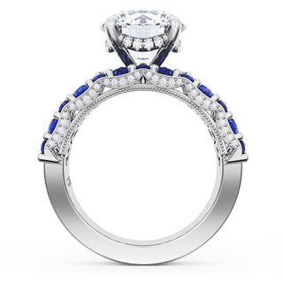 Round Solitaire Engagement Ring w/ North South Marquise & Pear Band