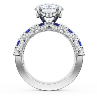 Round Solitaire Engagement Ring w/ North South Marquise & Pear Band