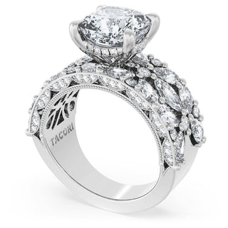 Cushion Solitaire Engagement Ring w/ Marquise & Pear Band