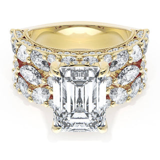 Emerald Solitaire Engagement Ring w/ Marquise & Pear Band