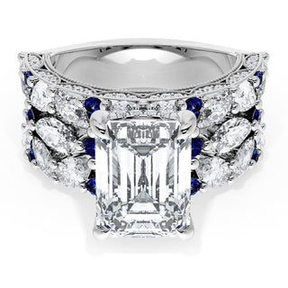 Emerald Solitaire Engagement Ring w/ Marquise & Pear Band