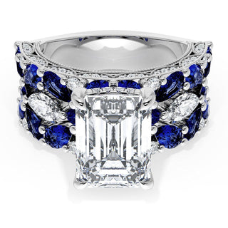 Emerald Solitaire Engagement Ring w/ Marquise & Pear Band