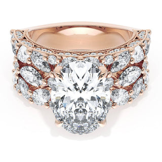 Oval Solitaire Engagement Ring w/ Marquise & Pear Band