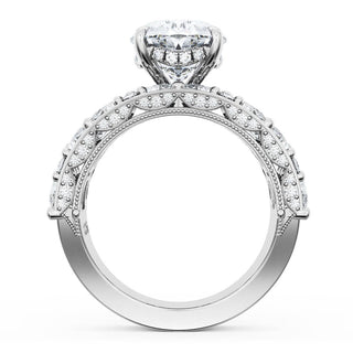Oval Solitaire Engagement Ring w/ Marquise & Pear Band
