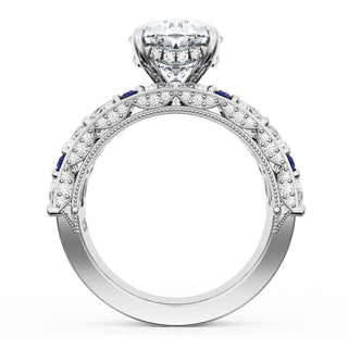 Oval Solitaire Engagement Ring w/ Marquise & Pear Band