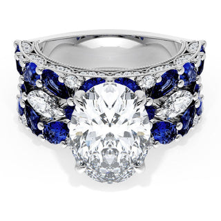 Oval Solitaire Engagement Ring w/ Marquise & Pear Band