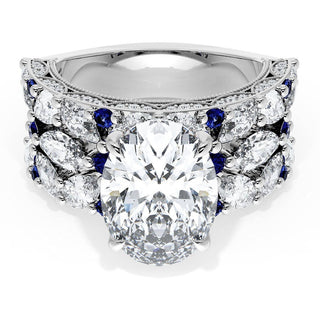 Oval Solitaire Engagement Ring w/ Marquise & Pear Band