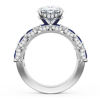 Oval Solitaire Engagement Ring w/ Marquise & Pear Band
