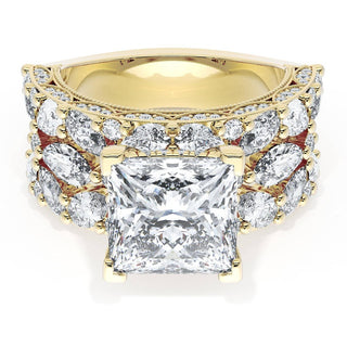 Princess Solitaire Engagement Ring w/ Marquise & Pear Band