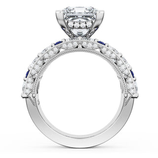 Princess Solitaire Engagement Ring w/ Marquise & Pear Band