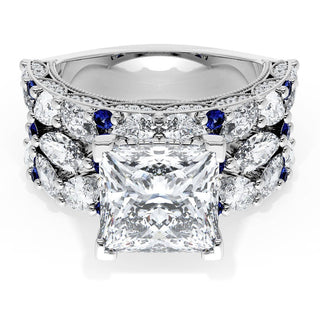 Princess Solitaire Engagement Ring w/ Marquise & Pear Band