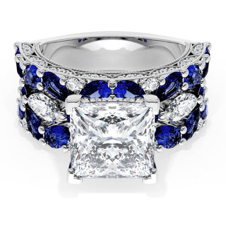 Princess Solitaire Engagement Ring w/ Marquise & Pear Band