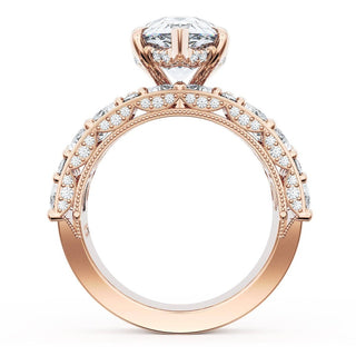Pear Solitaire Engagement Ring w/ Marquise & Pear Band