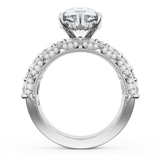 Pear Solitaire Engagement Ring w/ Marquise & Pear Band