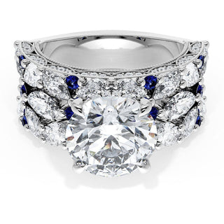 Round Solitaire Engagement Ring w/ Marquise & Pear Band