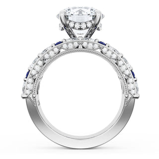 Round Solitaire Engagement Ring w/ Marquise & Pear Band