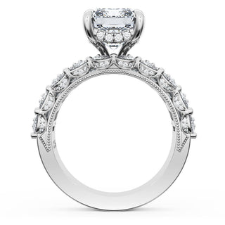 Emerald Solitaire Engagement Ring w/ Emerald & Pear Band