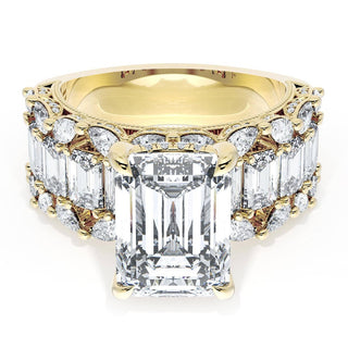 Emerald Solitaire Engagement Ring w/ Emerald & Pear Band